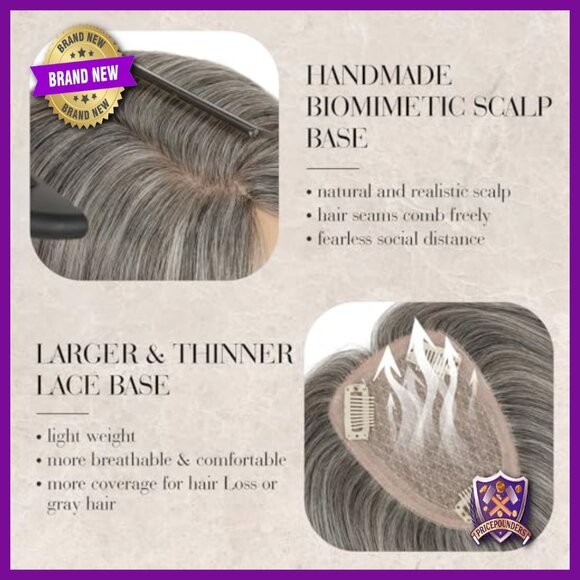 Real Human Hair Topper for Thin Hair, 3.5x4.7 Inch Scalp Base, 10 Inch Length main image 4